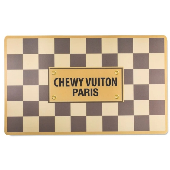 NEW Set of 2 Checker Chewy Vuiton Bowl and 2 Matching Checkered Placemat - Picture 8 of 12